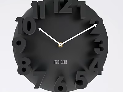 Modern Black Wall Clock With Large Numbers White Hands And METROCK Branding 3d model