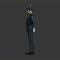 3D Police Officer Character Model in Dark Blue Uniform With Hat And Badge