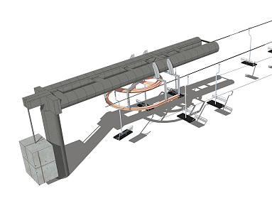 Modern Cable Car Mountain Facilities 3d model