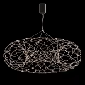 Modern Oval Chandelier Design with Wire Frame and Illuminated Small Lights 3d model