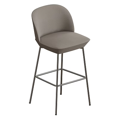 Modern Gray Upholstered Bar Stool With Sturdy Metal Frame And Comfortable Seat 3d model