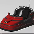 Red Functional Bumper Car With Black Seats Steering Wheel And Metal Railings