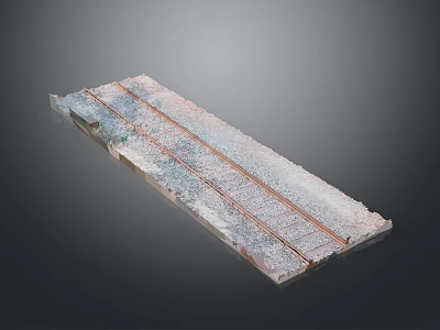 Realistic Train Model Railway Track with Gravel and Metal Rails on Gray Background 3d model