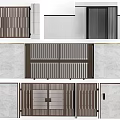 Modern Exterior Hinged Doors With Slatted Grille Design And Metal Frames 3d model
