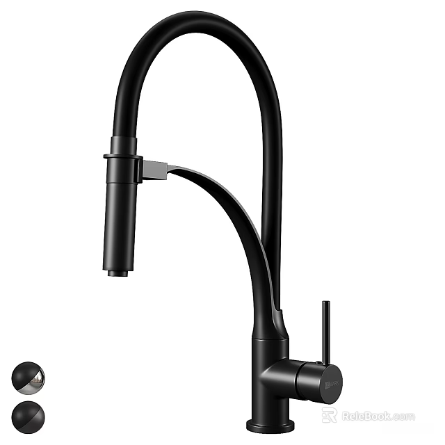 Modern Black High Arc Kitchen Faucet With Pull Down Sprayer And Single Handle 3d model 