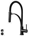 Modern Black High Arc Kitchen Faucet With Pull Down Sprayer And Single Handle