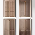 Elegant Modern Copper Paneled Doors With Grille Vertical Slats And Geometric Patterns