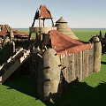 Ancient Architectural Models With Various Shapes And Styles On Green Surface 3d model