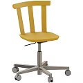Modern Yellow Office Chair With Vertical Slat Back Padded Seat Metal Star Base And Casters