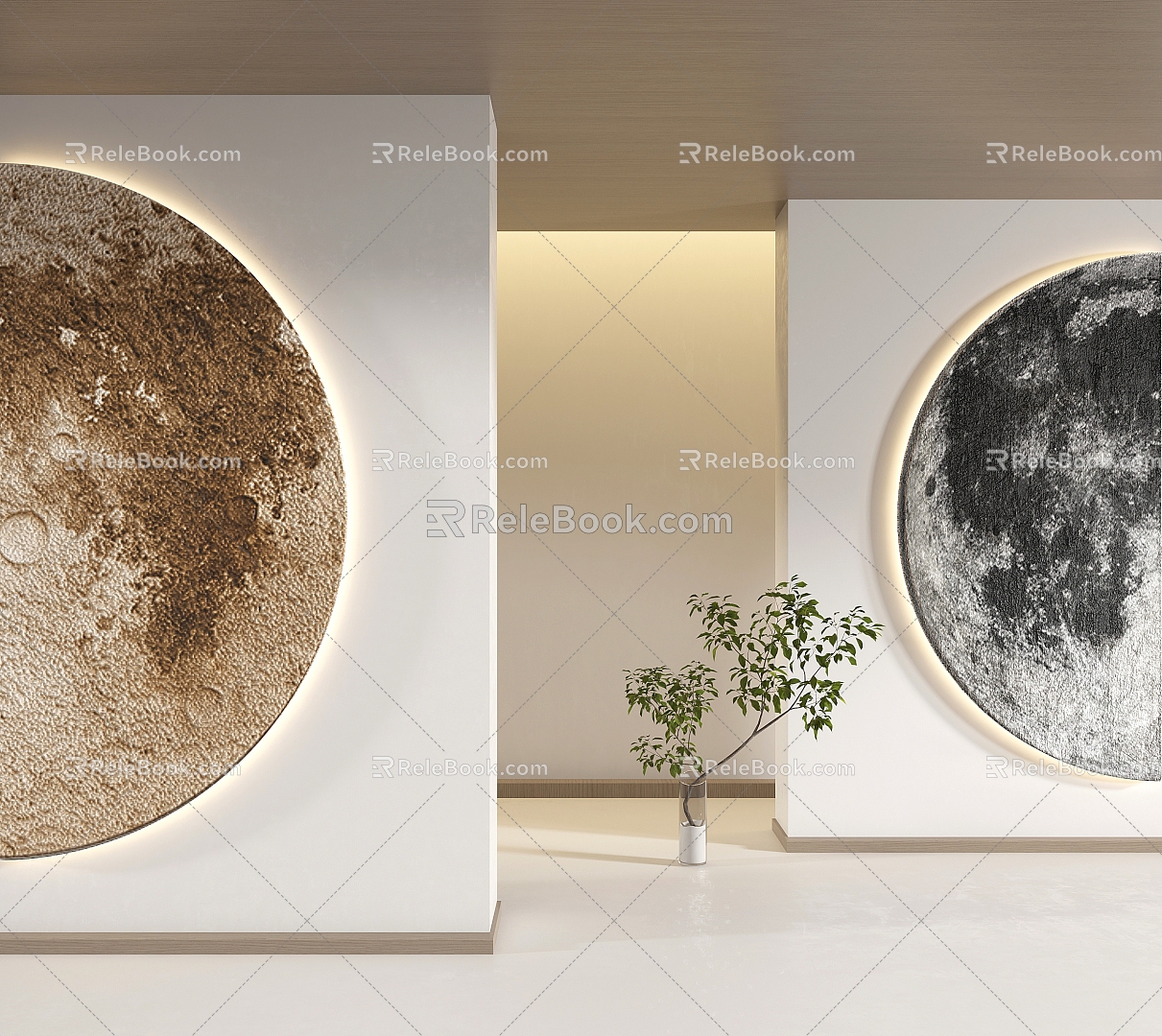 Modern Moon Decorative Painting 3d model