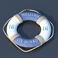 Rope Detailed Blue White Lifebuoy Decorative Ornament Set Welcome On Board Lettering 16 Number