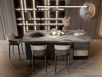Modern Bar Chair Combination Bar Chair 3d model