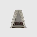 Comfortable Outdoor Round Canopy Sofa With Decorative Cushions And Stylish Design