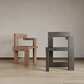 Modern Wooden And Gray Accent Chairs With Geometric Design In Light Wall Wooden Floor Room
