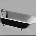 Elegant Freestanding White Bathtub With Chrome Faucet And Metal Support Legs