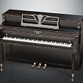GEWA Black Upright Piano Classic Design With White Keys And Metal Pedals