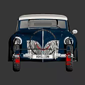 Blue Vintage Car With White Convertible Top Red Rimmed Wheels And Classic Design