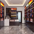 Well Organized Alcohol and Tobacco Store With Shelves of Wine Bottles and Tobacco Products