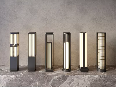 Modern Outdoor Lamps With Various Designs Metal Frame And Glass Shade 3d model