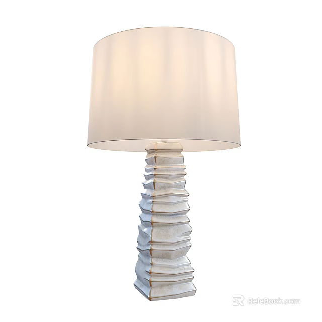 Elegant Modern Table Lamp With White Lampshade And Layered Spiral Base 3d model 