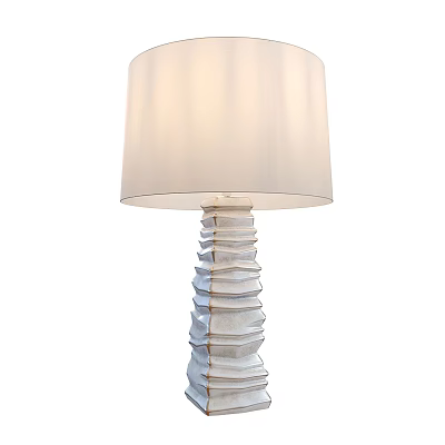 Elegant Modern Table Lamp With White Lampshade And Layered Spiral Base 3d model