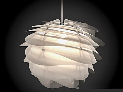 Modern Layered Petal Design Chandelier With White Transparent Acrylic And Soft Ambient Lighting 3d model