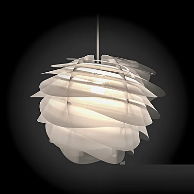 Modern Layered Petal Design Chandelier With White Transparent Acrylic And Soft Ambient Lighting 3d model