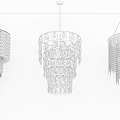 Elegant Crystal Chandeliers with Various Designs Hanging on Dark Blue Wall