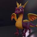 Cartoon 3D Dragon Character With Purple Body Yellow Wings And Horns