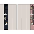 Modern Two Wardrobes With Blue And Pink Panels Internal Storage Small Decorations