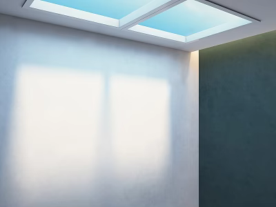 Bright Interior With Skylight Natural Light White And Dark Green Walls 3d model