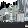 Modern Commercial Complex With High Rise Buildings And Central Open Green Spaces