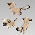 Cartoon Brown And White Dog Plush Toy Shown In Three Different Angles