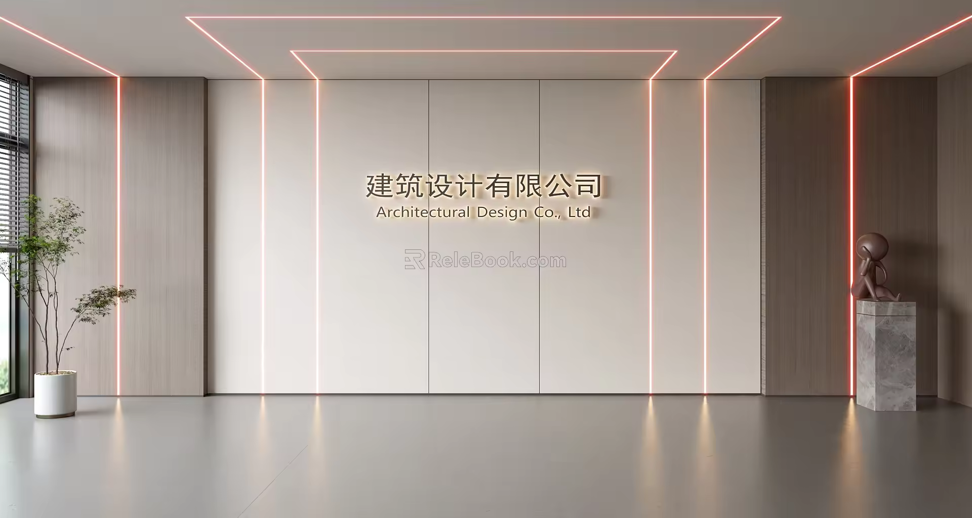 Modern Front Desk Background Wall Simple Background Wall Front Desk Reception Area Background Wall Company Front Desk Background Wall 3d model