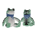 Green Frog Plush Toy With Blue Scarf Front And Back Views Soft Design