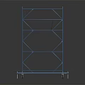Functional Metal Chair Placed On Blue Scaffolding With Movable Wheels And Stable Platform 3d model