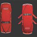 Red Toy Cars With Open And Closed Doors On Black Background