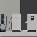 Modern Public EV Charging Stations Featuring Three White and Black Chargers 3d model