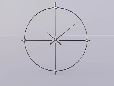 Modern Round Wall Clock With Minimalist Metal Frame And Black Hands 3d model