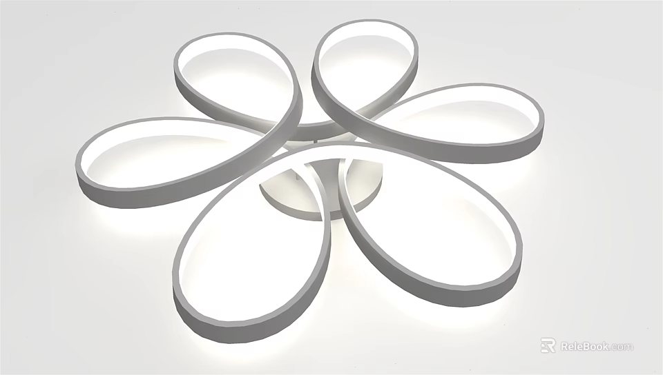 Modern Flower Shaped Ceiling Light With Circular LED Rings For Home Interior 3d model 