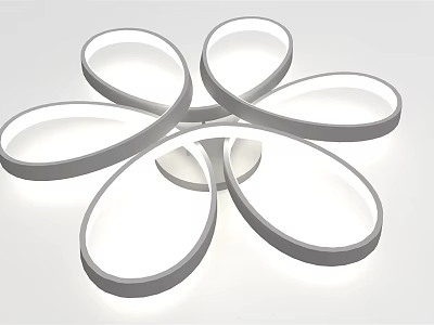 Modern Flower Shaped Ceiling Light With Circular LED Rings For Home Interior 3d model
