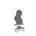 Modern Minimalist Vanity With Curved Mirror LED Lighting And White Stool 3d model