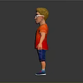 3D Cartoon Style Game Movie Character With Blonde Hair Glasses Orange Jacket And Casual Outfit