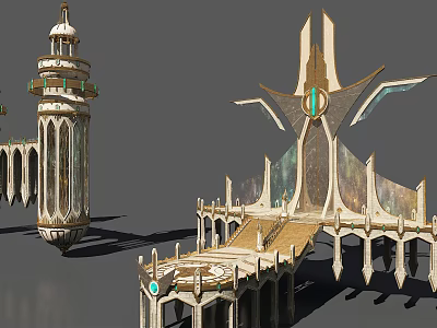 European Style Architecture Design Featuring Tower Ornamental Arches And Stone Spires 3d model