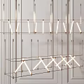 Modern Geometric Metal Frame Chandelier With Linear LED Light Strips For Contemporary Interior Design