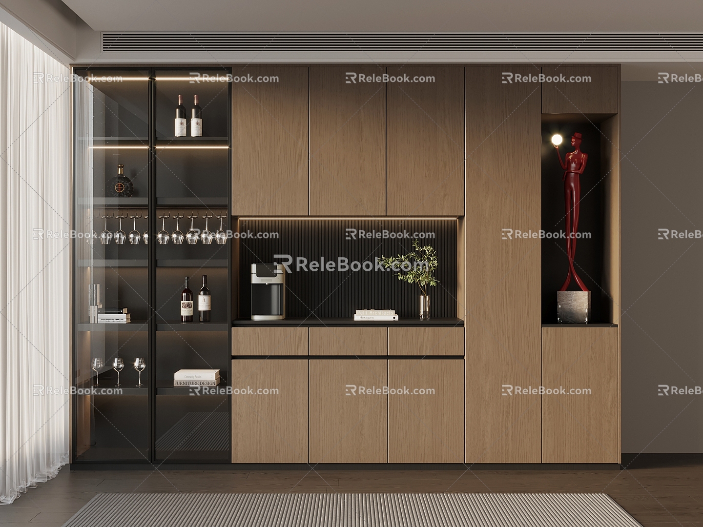 03 Wine Cabinet Italian Minimalist Wine Cabinet Sideboard Cabinet 3d model