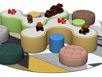 Modern Children's Table and Chair Children's Sofa Stool Table and Chair Toys 3d model