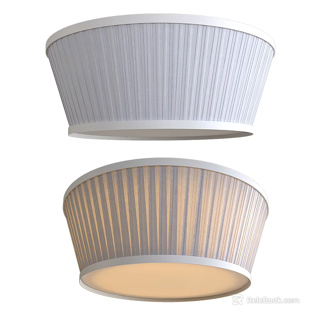 Modern Striped Ceiling Lights With Two Tone Fabric Shades And White Frames 3d model
