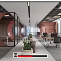 Modern Public Office Space With Open Workstations Green Plants And Glass Partitions