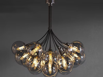 Elegant Modern Chandelier With Multiple Spherical Glass Bulbs And Filaments 3d model